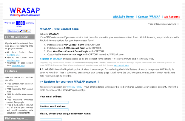 Wrasap.com 15 Nice Solutions for Free Contact Form Services